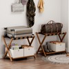 oakvivo Fully Assembled Walnut Luggage Racks Set of 2 with