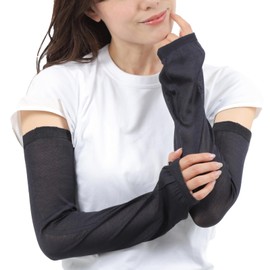TACHO 100% Silk Arm Cover, UV Protection, Made in Japan, UV Protection, Cool, Sunburn Protection, Cool to Touch, Breathable, Quick Drying, Cool, Comfortable, No Tightening, Black