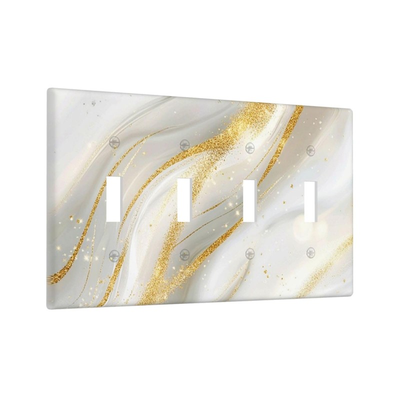 JDAKHD Gold White Marble Light Switch Cover Plate Abstract Modern