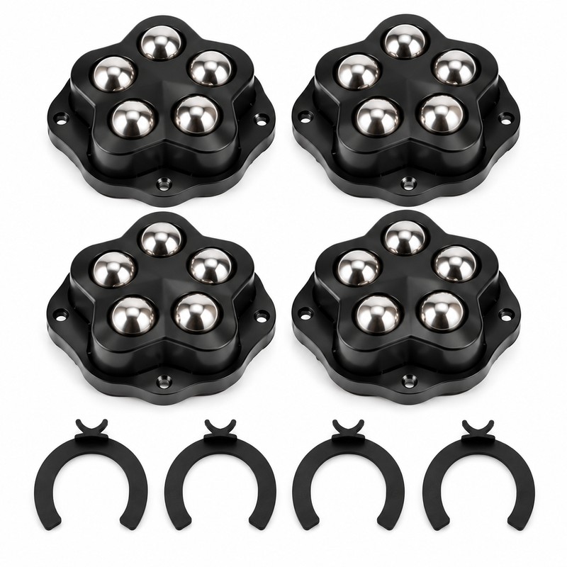 Self-Adhesive Furniture Caster Wheels – Stainless Steel 360° Swivel Rollers