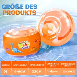 Children's Swimming Armbands, Swimming Aid Children 1-6 Years, Swimming Aid - 3Unbreakable PE Foam Core with Safety Valve, Swimming Aid and Swimsafe Device for Beginners