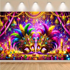 Carnival Diamonds Mask Bokeh Photography Background Carnival Theme Masquerade Party Decor Golden Carnival Masks Masquerade Background Fiesta Mardi Gras Prom Party Photo Background (5X3FT)