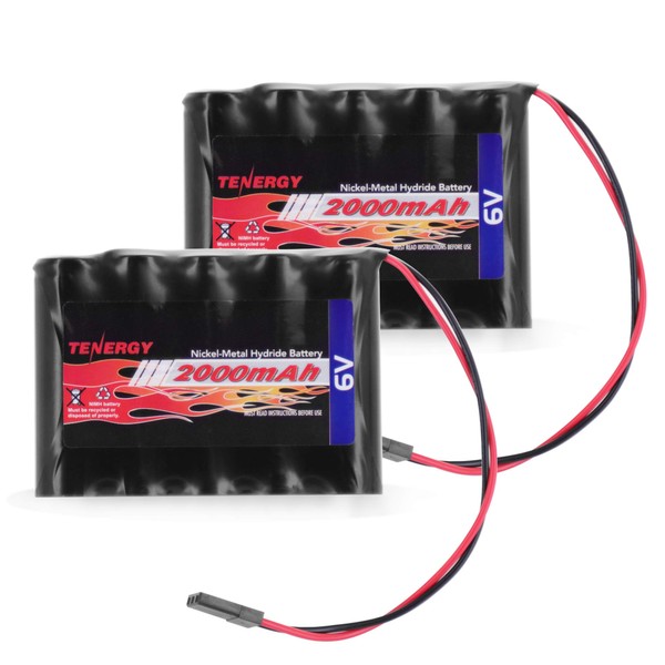Tenergy 2 Pack NiMH Receiver RX Battery with Hitec Connectors 6V 2000mAh High Capacity Rechargeable Battery Pack for RC Airplanes/RC Aircrafts and More