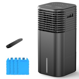 24" Windowless Portable Air Conditioner, 15H Timer & 120°Oscillation, 3-IN-1 Cooling Fan AC Unit with Remote, 2-Gal Tank, 3 Modes & 3 Speeds, Ultra-Quiet Ventless Swamp Cooler for Home Office, Black