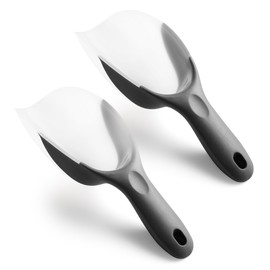 Spring Chef Gray Magnetic Ice Scoop for Freezer, Contoured Translucent Flexi-Plastic Ice Scooper with Soft Grip Handle, Kitchen Ice Scoop for Ice Machine, Popcorn, Pet Food, Flour, Rice - Set of 2