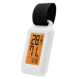dretec Portable Thermometer/Hygrometer, Splashproof, IPX4, Clock Function, 5 Second Measurement, Backlight, Portable, Mountaineering, Biking, Camping, White