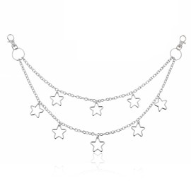 Oruola Jean Chain,Star Trouser Chain,Belt Layered Pocket Chains for Women Men Girls,Retro Goth Punk Rock Wallet Chains,Silver Metal Star Waist Keychains Clothing Accessories