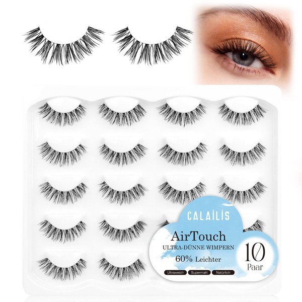 CALAILIS Artificial Eyelashes, Natural Look, Ultralight and Soft False Eyelashes,