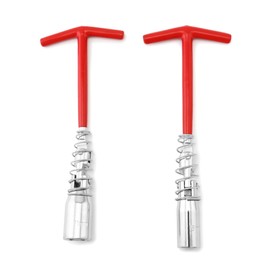 QWORK Universal Spark Plug Socket Wrench, 2 Set 5/8" (16mm) & 13/16" (21mm) T-Handle Wrench, 360 Degree Swivel, Hex Socket Wrench Remover Installer, Alloy Steel