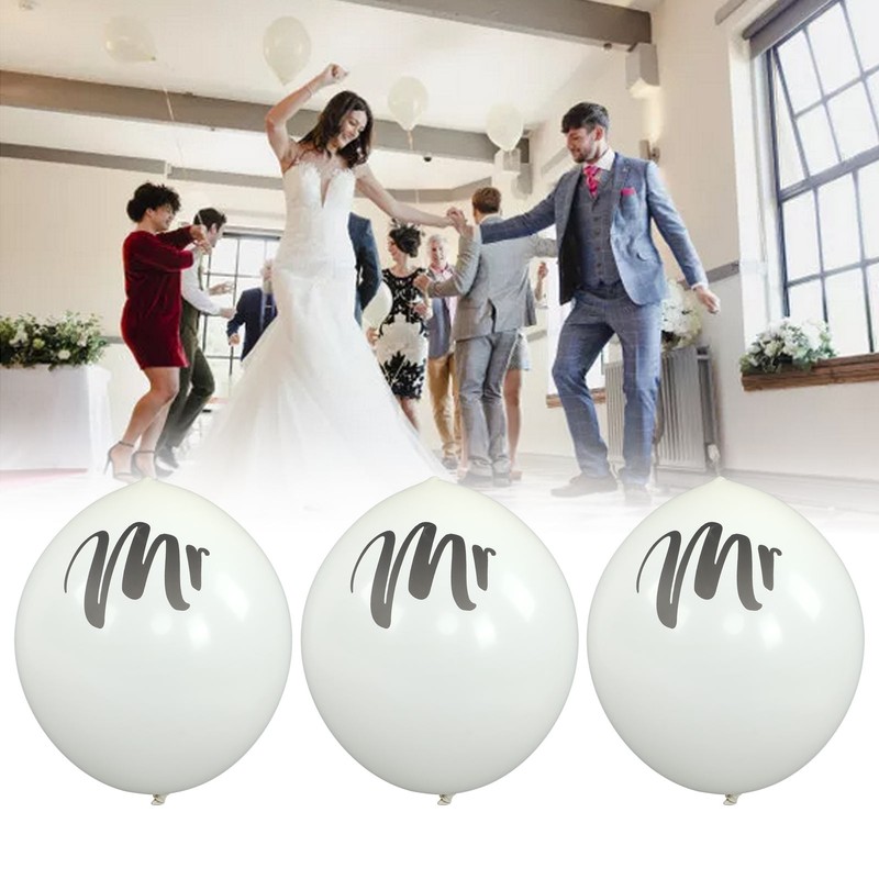 6 Pcs Balloons 36in MR MRS Letters Printed White Giant