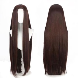 SutouriiByuutii 40 Inch Dark Brown Long Straight Wig Anime Cosplay Wig for Women Heat Resynthetic Fiber for Halloween Comic Con Role Play + Wig Cap (Dark Brown)
