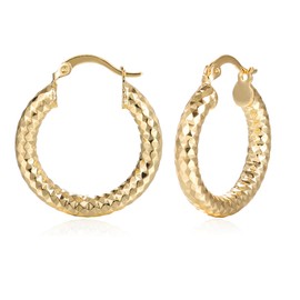 Atifober 18k Gold Plated Hoop Earrings Unique Metallic Texture Thick Gold Earrings Light Weight Trendy Hoop Earrings Twisted Earrings For Women