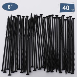 JEGONFRI 40pcs #10 × 6 inch High Hardness Drywall Screws, Black, Coarse Thread, Phillips Drive, Bugle Head, Black Wood Screws, Long Screws, Wood and More
