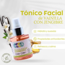 Vemare Cosmetics Tónico Facial Vainilla Y Jengibre Refrescante100 ml