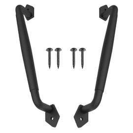 VivaLight 2-Pack 12 Inch Round Rustic Sliding Barn Door Handle - Black Steel Pull for Fence Gate, Garage, Shed, Closet, Pantry - Indoor and Outdoor Use - Easy Install