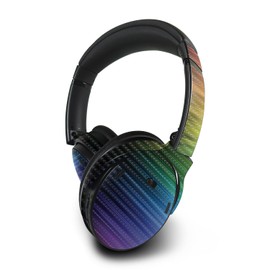 MightySkins Carbon Fiber Skin Compatible with Bose QuietComfort 45 Headphones Rainbow Streaks | Protective, Durable Textured Carbon Fiber Finish | Easy to Apply