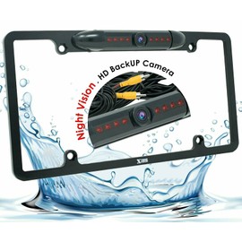 XtremeVision XV-30LCC License Plate Frame Rear View Reverse Backup Camera Kit, Car Rover 170° Viewing Angle Universal Reversing with 8 IR Night Vision Waterproof LED