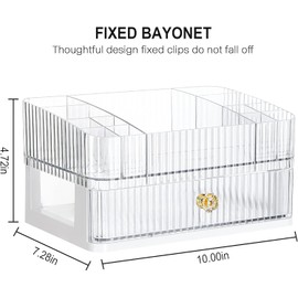 GENCAM Make Up Organiser, Transparent Dressing Table Organiser with 2 Drawers, Bathroom Dressing Table, Acrylic Makeup Box, Makeup for Eyeshadow, Lipstick etc. (1 Drawer)