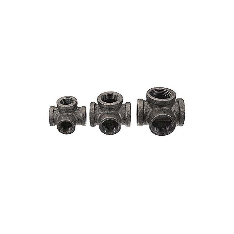 TuToy 1/2' 3/4' 1' 4 Way Pipe Fitting Malleable Iron