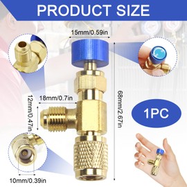 Brass Air Conditioning Safety Valve, 5/16 Inch - 1/4 Inch Connection Adapter, Brass Flow Control Valve, Effective Protection Against Coolant Loss, for Air Conditioning Flow Control