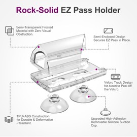 FLLIK EZ Pass Holder for Windshield, Transponder Holder for Car, Strong Suction Cups EZ Pass Holder, Toll Pass Holder for EZ Pass Mini/iPass, UV Protective (Clear, 1Pack)