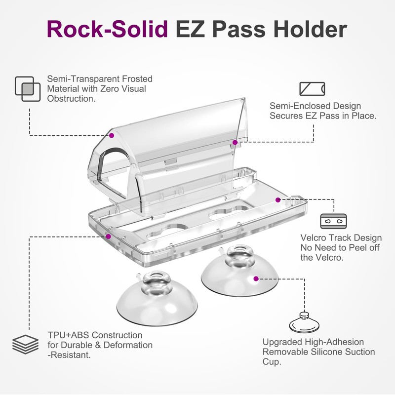 FLLIK EZ Pass Holder for Windshield, Transponder Holder for Car,
