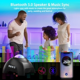 AIRIVO Northern Lights Aurora Projector, Star Projector Music Speaker, White Noise Night Light Galaxy Projector for Kids Adults, for Home Decor Bedroom/Ceiling/Party (Black)