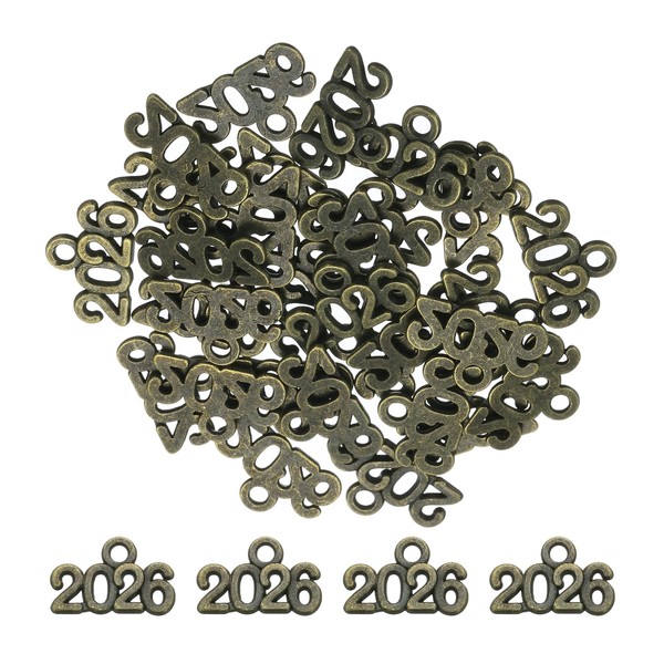 MECCANIXITY Metal Year Number Charm, Old Green 2026 Year Charm