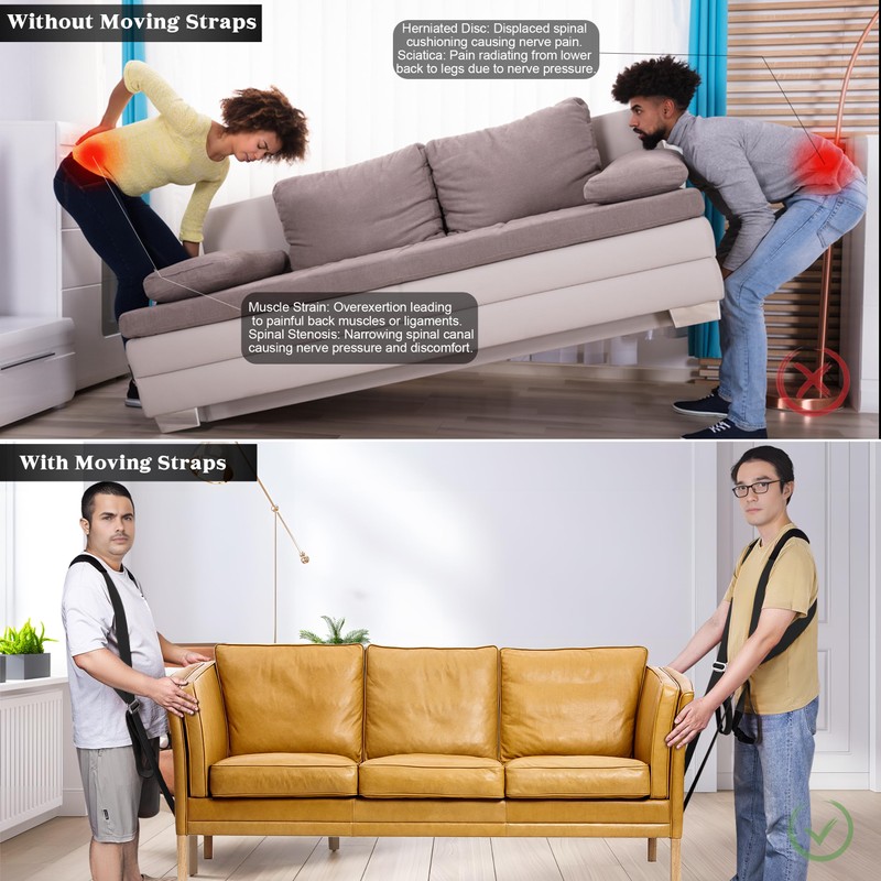 DEYACE Moving Straps 2-Person Lifting Straps for Moving Furniture, Appliances,