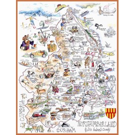 Comical Map Of Northumberland, Artwork By Tim Bulmer - 1000 Piece Puzzle For Adults, Large Puzzle 66cm X 50cm In Size. Challenging To Complete But Fun And Humorous. Makes A Great Gift For Birthdays