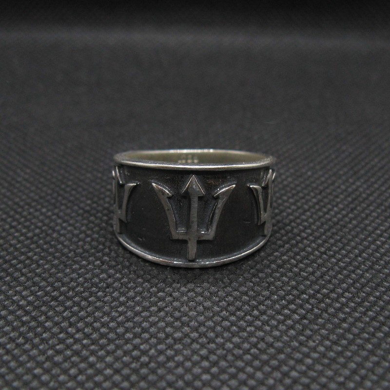 Sterling Silver Ring Band Poseidon Symbol Trident Solid Genuine Hallmarked