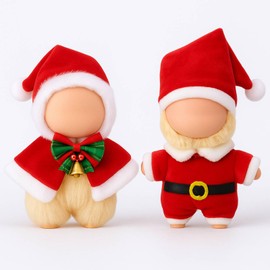 Simgoing 2 Sets 17cm Christmas Doll Clothes Set, Santa Hat Cape Holiday Costume Christmas Outfits for 17cm/ 6.7 Inch Dolls Accessories(Clothes Only)