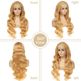 HEFABRIGHT Honey Blonde HD Lace Front Wig 26 Inch Blonde Wig Human Hair Wigs Body Wave Lace Front Wigs 13X4 Honey Blonde Wig Pre Plucked Glueless Wigs 27# Human Hair Wig Colored 200% Density
