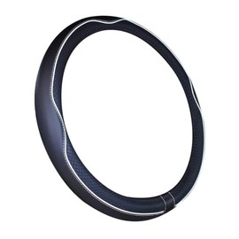 Mayco Bell - Funda para Volante de Coche, Cuero de Microfibra (Negro Blanco, 14.5-15''(fit for Mostly Cars))