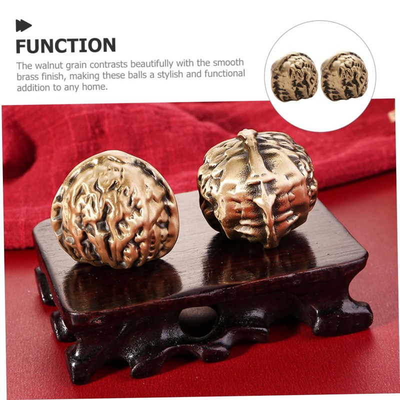 NOLITOY Chinese Decorative Hand Exercise Balls Brass Walnut Handballs Small