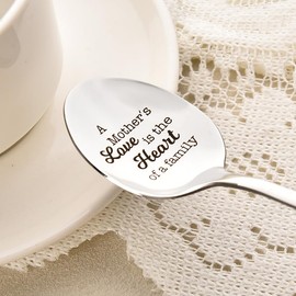Mom Birthday Gifts for Mum Mothers Day Gifts from Daughter Son A Mother's Love is The Heart of a Family Spoon for I Love You Gift for Mum Mother Miss You Gifts for Mom Worlds Best Gift
