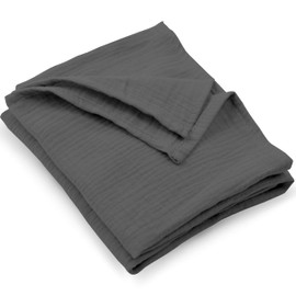 PinkZebra Muslin Baby Blanket, 80 x 80 cm, Soft Baby All-Year Blanket, Muslin Blanket for Newborns, Swaddling Cloth Made of 100% Organic Cotton, Oeko-Tex, D.Grey