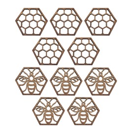 10 Pcs Wooden Bee Coaster Hollow Hex Cup Cushion Honeycomb Decorative Coaster for Coffee Table Drinks