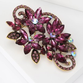 SELOVO Party Jewelry Rhinestone Purple Flower Brooch For Women Pin Vintage Style