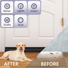 Pundin Door Draft Stopper,Adjustable Door Sweep for Bottom of Door,Silicone Weather Stripping Door Bottom Seal Blocker Air Noise,Under Door Gap Filler for Interior/Exterior Doors(Black, 78inch)