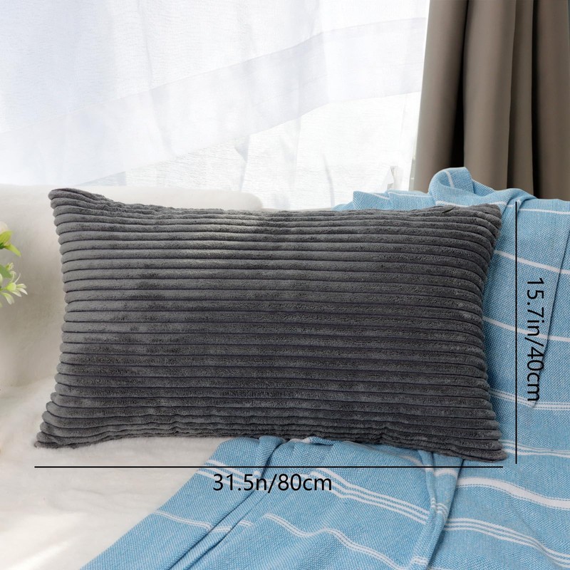 CALIYO Cushion Cover Corduroy Plain Set of 2 Cushion Covers