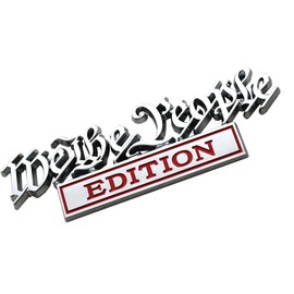 We The People Edition Emblem Full Metal Badge Decal 3D Sticker Compatible with Universal Car, Truck, SUV, Boat, Vehicle Door Decoration (Chrome/Red)