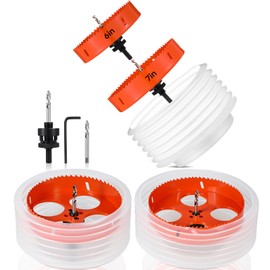 Otoolling 6 Inch & 7 Inch Hole Saw for Recessed Lights and Can Lights Drill Hole Cutter with 2 Dust Bowl Dust Collection Construction Kit for Wood Ceiling Plastic Metal Drywall