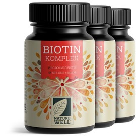 Biotin High Dose 10,000 mcg - 1095 x Biotin Tablets as Complex with Zinc & Selenium - Vital Substances for Hair Growth, Skin & Nails - Laboratory Tested with Certificate - 100% Vegan - 3 x 365 Tablets