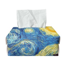 Gongbawa Starry Night Rectangular Tissue Box Cover Leather Facial Tissues Holder for Bathroom Countertop Decorative Organizer Tissue Container Modern Accessories