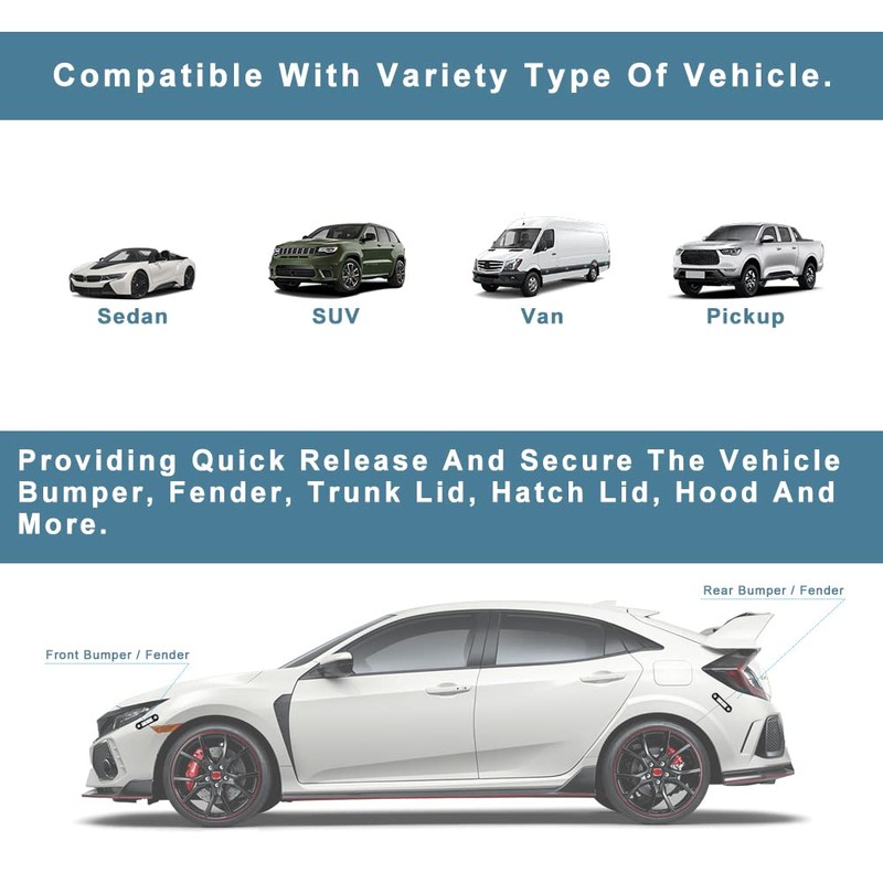 JDM Kit de cierres de liberación rápida para parachoques delantero