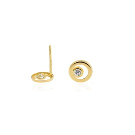 Outline Circle Outline Polished Circle with Cz (Real 14K Gold Outline Polished Circle with Cz)