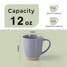 AmorArc 12oz Ceramic Coffee Mugs set of 6, Stylish Coffee Mugs with Rustic Terracotta Underside for Latte/Cappuccino/Milk/Cocoa, Dishwasher&Microwave Safe