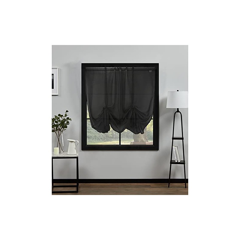 NetCurtainsUK Plain Voile Tie Blind Curtain Panels 140cm (55'') Wide