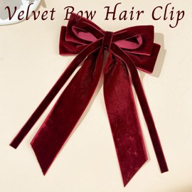 Velvet Bow Hair Clip,Velvet Ribbon Bow Hairpins Red & Black,French Hair Bows Hair Barrettes Vintage,Vintage Red & Black Hair Bow Clip for Party Christmas Hair Accessories Hair Bow Clip for Women&Girls